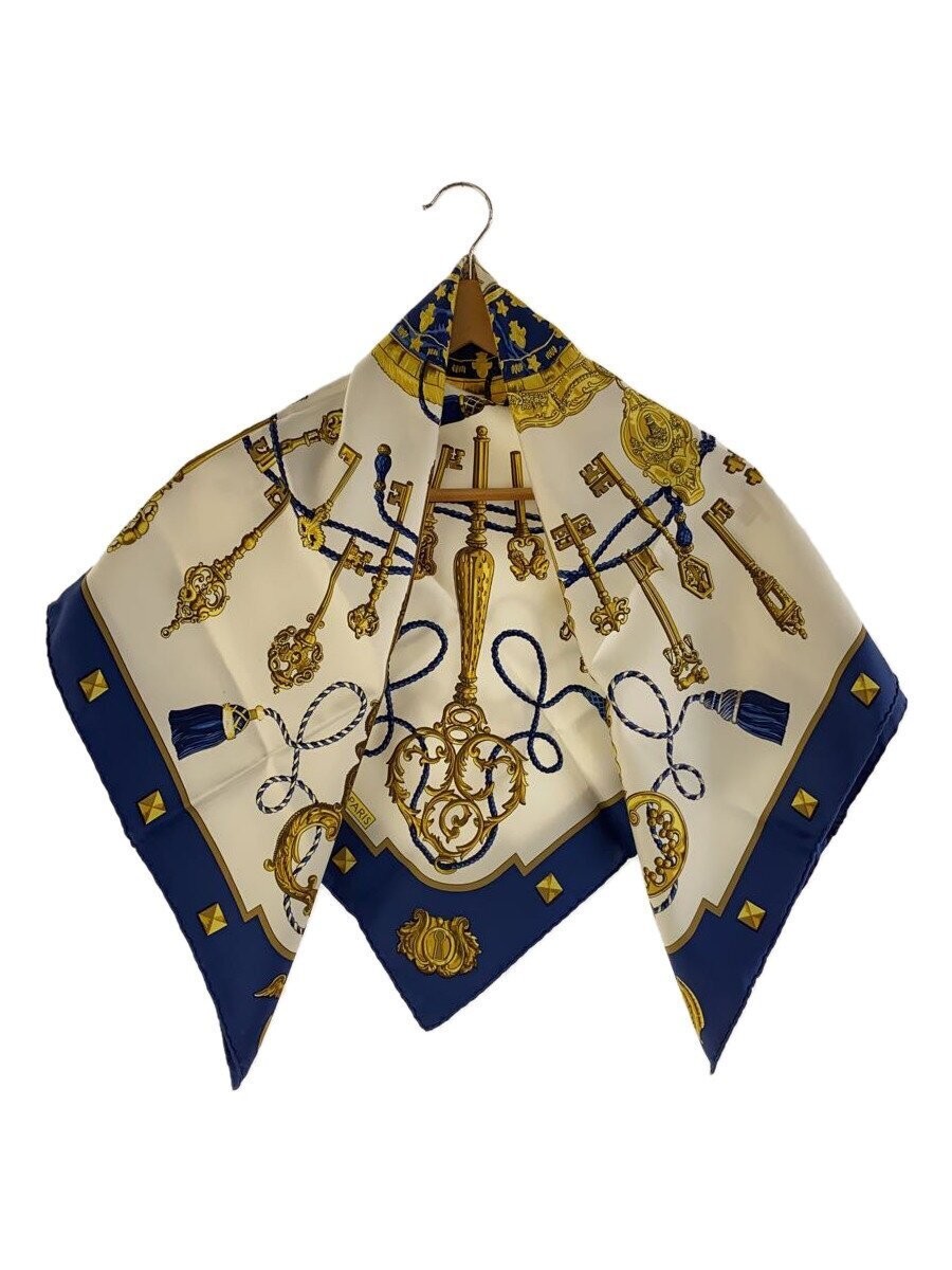 HERMES Silk Scarf Carre 104 in Elegant Blue