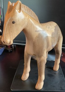 Handmade Natural Wooden Horse From Honduras