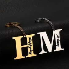 Custom Name Key Chain Jewelry Accessories Stainless Steel Letters Gold Silver