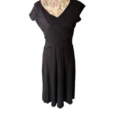 Vintage Jones Wear Dress Black Midi Pleated V Neck S dress