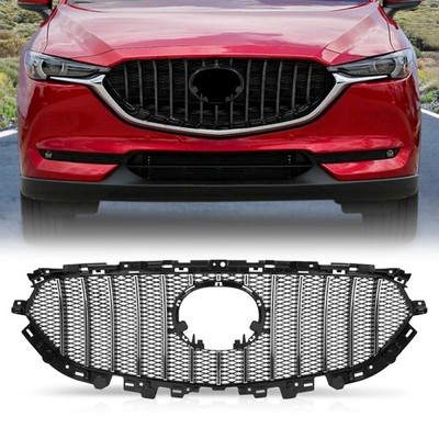 Front Upper Grille Grill Vent Trim Bar Mazda CX-5 2017-2021 ABS Black Mesh