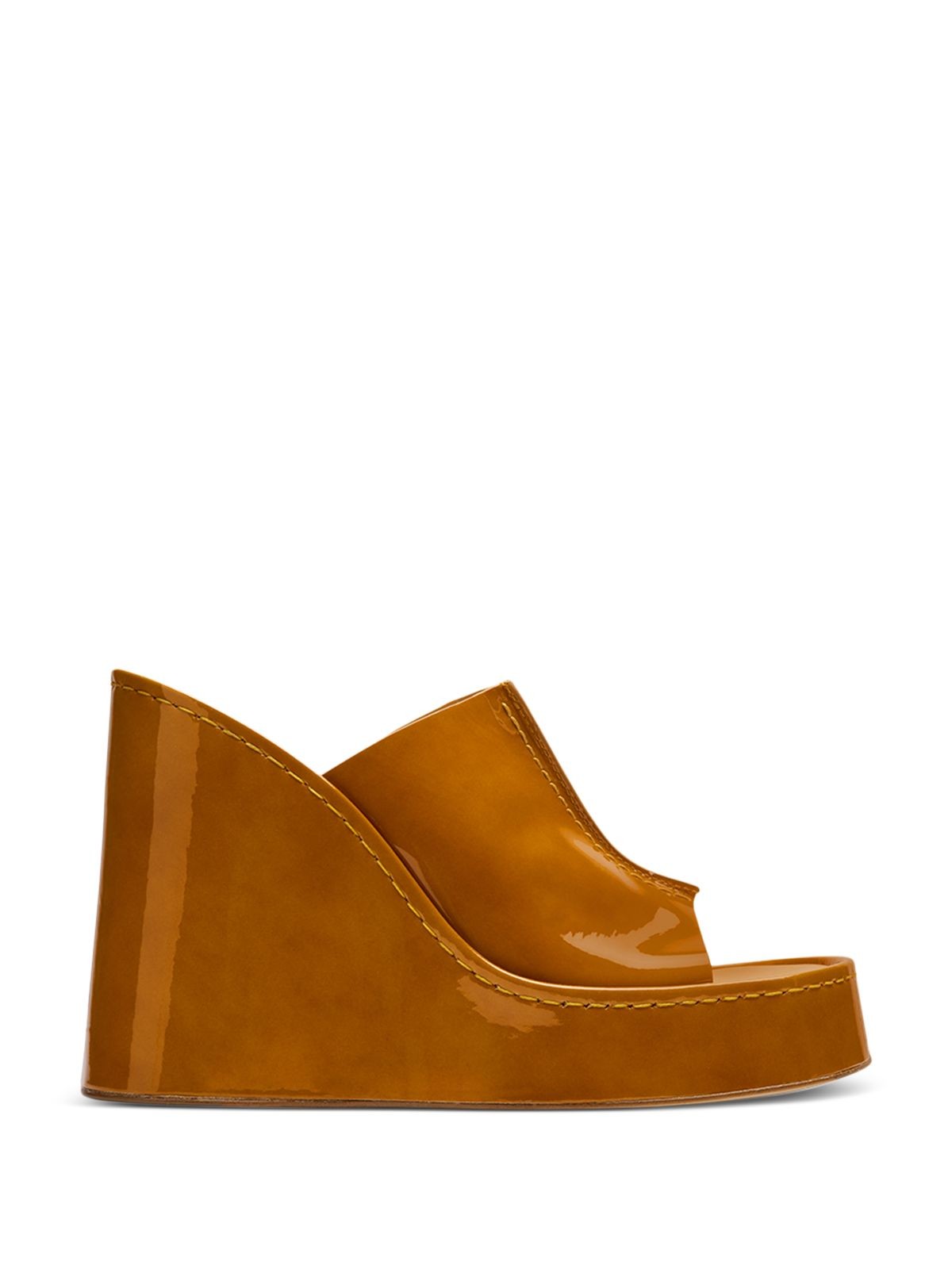 MIISTA Womens Brown 1-1/2'' Platform Rhea Open Toe Wedge Slip On Leather Mules 38