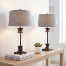 Stevens 32" Metal/Glass LED Table Lamp, Bronze Set of 2 by JONATHAN Y