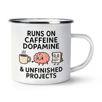 Gift Base Emaille Tasse Becher SprüChe Koffein Dopamin Adhd Humor