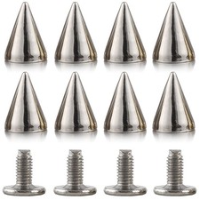 100 Sets 9.5mm 3/8 Inch Silver Bullet Cone Spikes Screw Back Studs
