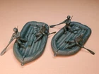 Vintage Marx D-Day Playset - Large Rafts & Paddlers in Dk. Forest Grn.