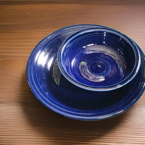 Twilight Blue Fiesta Fiestaware Dinner Plate and Cereal Bowl HLC