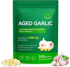 Odorless Aged Garlic Extract Softgels 7500mg per Serving - 300 Count Heart  Imm