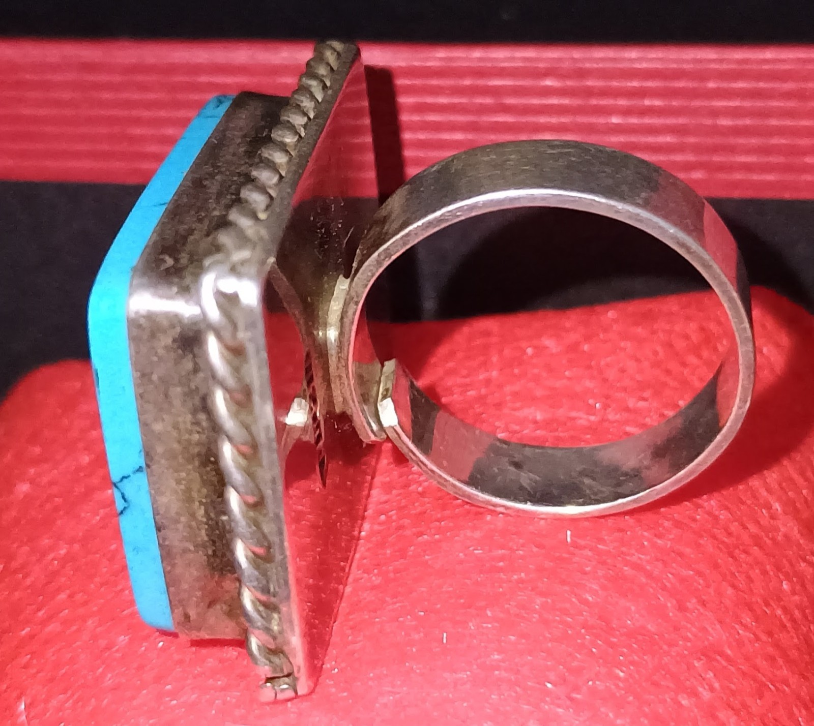 Large adjustable Texaco Sterling Silver Ring  Tur… - image 10