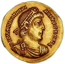Valentinian I AD 364-375 Solidus Roman Empire Gold Treasure Coin Chi Rho Ch XF