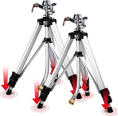 Impact Sprinkler on Tripod Base, 360 Degree Large Area, Heavy Duty Adjustable Pu