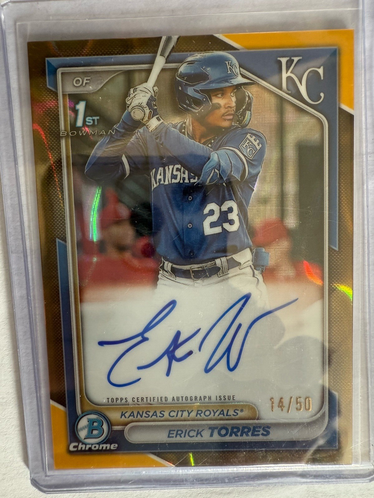 2024 24 Bowman Chrome Prospect Autograph Erick Torres #CPA-ET Gold Refractor /50