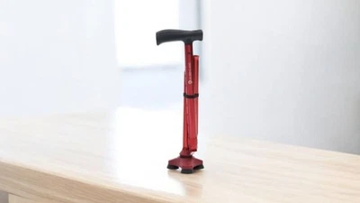 All-Terrain Walking Stick HurryCane Height Adjustable Pivoting Hurry Cane Red