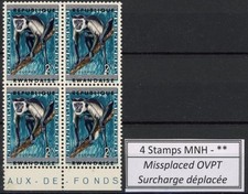 [75.037] Ruanda 1964 Wild Animals Misplaced ovpt Error Block 4 MNH vf stamps