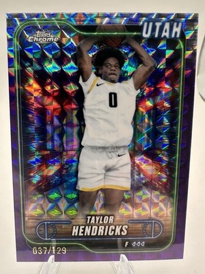 2024-25 Topps Chrome Taylor Hendricks #31 Purple Geometric Refractor 37/129 Jazz