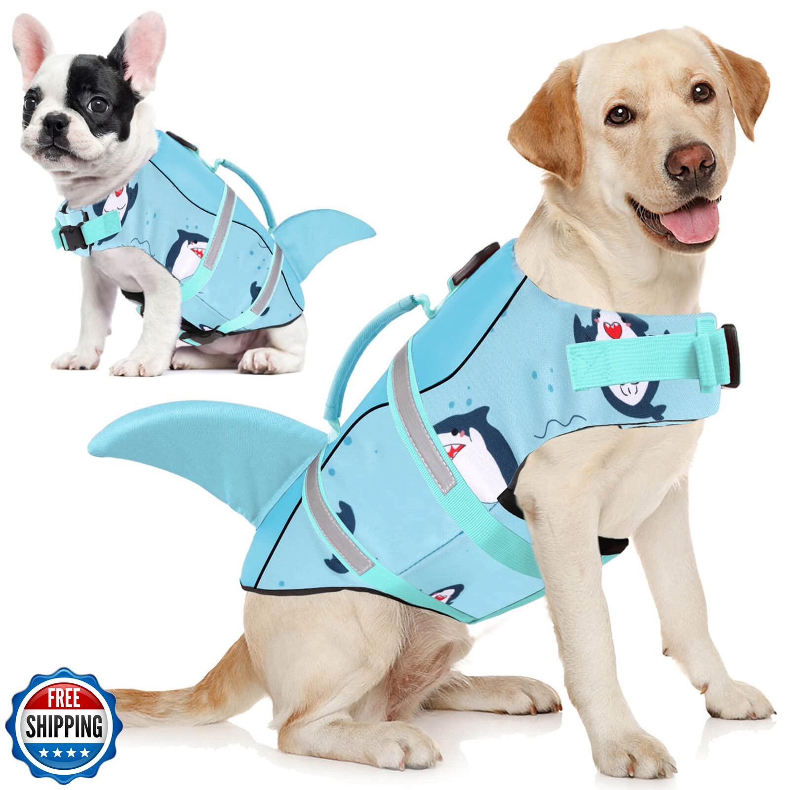 AOFITEE High-Float Shark Dog Life Vest for Large Dogs, Swimming Safety Jacket