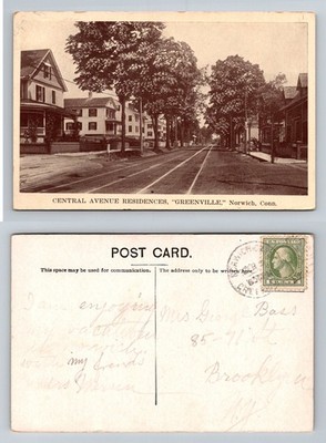 Norwich, CT-Connecticut, Central Ave Residences Greenville Vintage Postcard