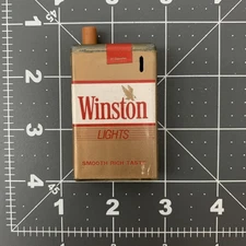 Vintage Winston Lights Cigarette Lighter Push Button The Wrap 1970’s Advertising
