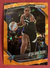 2025 Panini Prizm WNBA A'ja Wilson #76 Orange Cracked Ice Prizm Las Vegas Aces