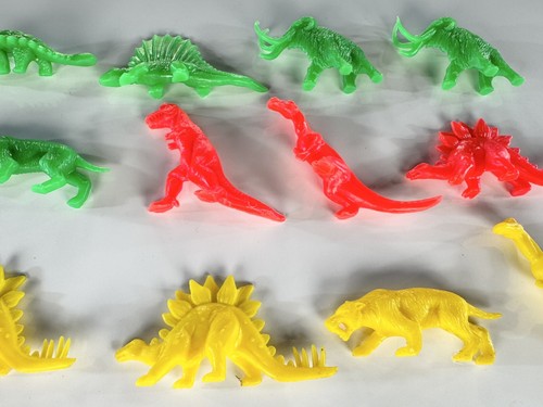 Lot de 12 figurines en plastique couleur vive dinosaures vintage préhistorique - Photo 4/8