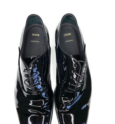 Zapatos de vestir BOSS negros charol brillantes clásicos cuello Oxford tubería 11 EE. UU. - Imagen 3 de 11
