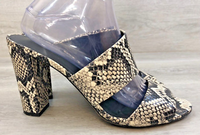 Vince Women's Mule Heel Sandals Black Snake Python 10 Comfort Casual Shoes
