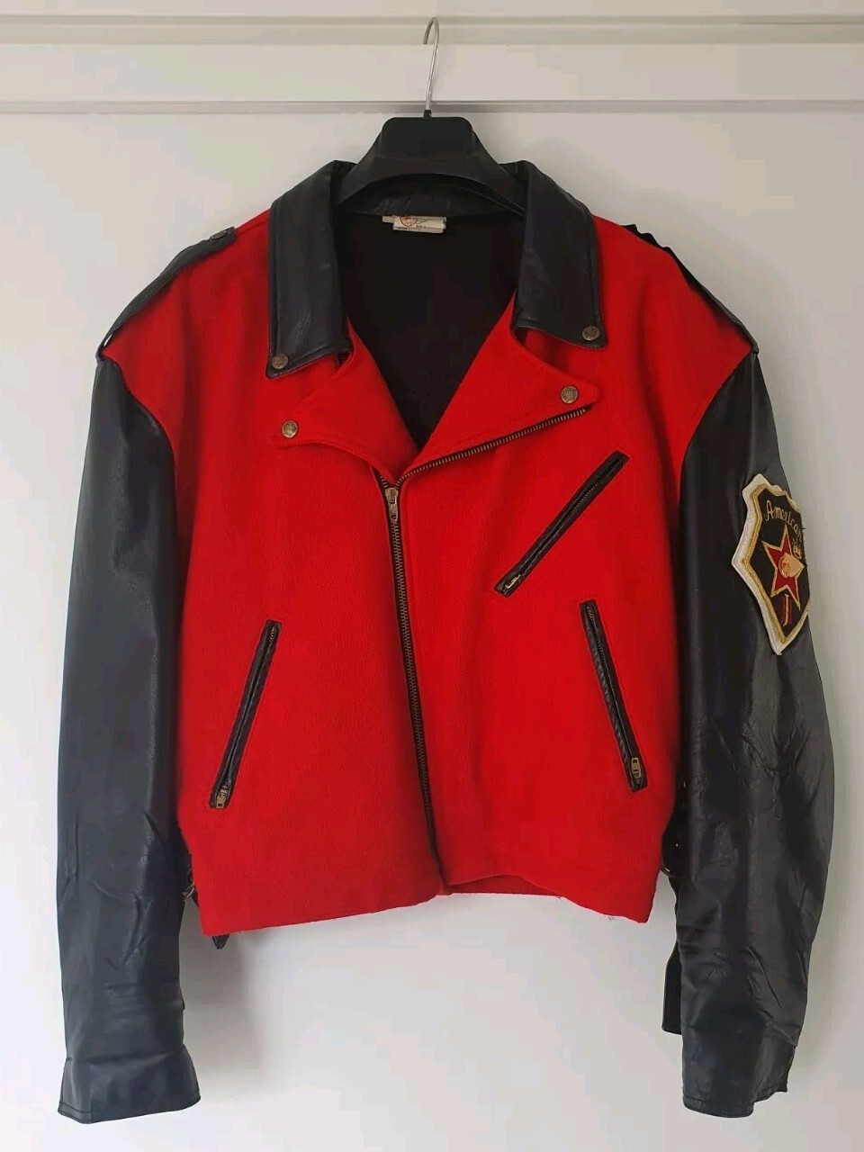 Vintage Jeff Hamilton Eagle Logo Motorcycle Leather Biker Jacket-image