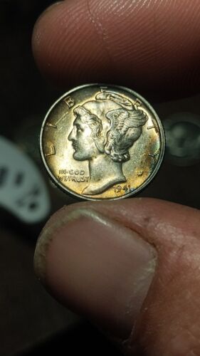 1941 mercury dime Toned FULL BANDS  DDO - DDR  - Picture 1 of 6
