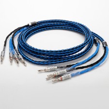 HIFI OCC Speaker Cable LoudSpeaker Wires with Carbon Fiber Banana Spade Plug NEW