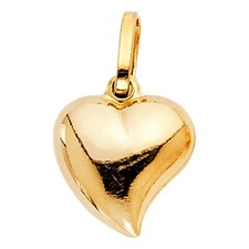 Small Tiny 14k Gold Hollow Heart Love Pendant Charm For Necklace Chain