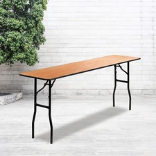 6-Foot Rectangular Wood Folding Training / Seminar Table with Clear Coated Top