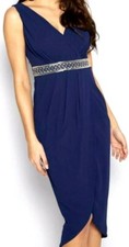 New Womens TFNC Royce Midi Dress Navy Size UK 8
