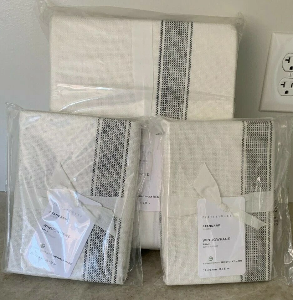 Pottery Barn Windowpane Cotton KING duvet cover 2 STANDARD shams - Image 2 of 2