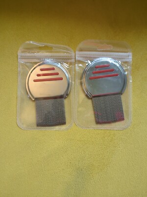 Pair Of Stainles Steel Hair Lice Comb Brushes Nit Free Terminator Fine Egg Dust