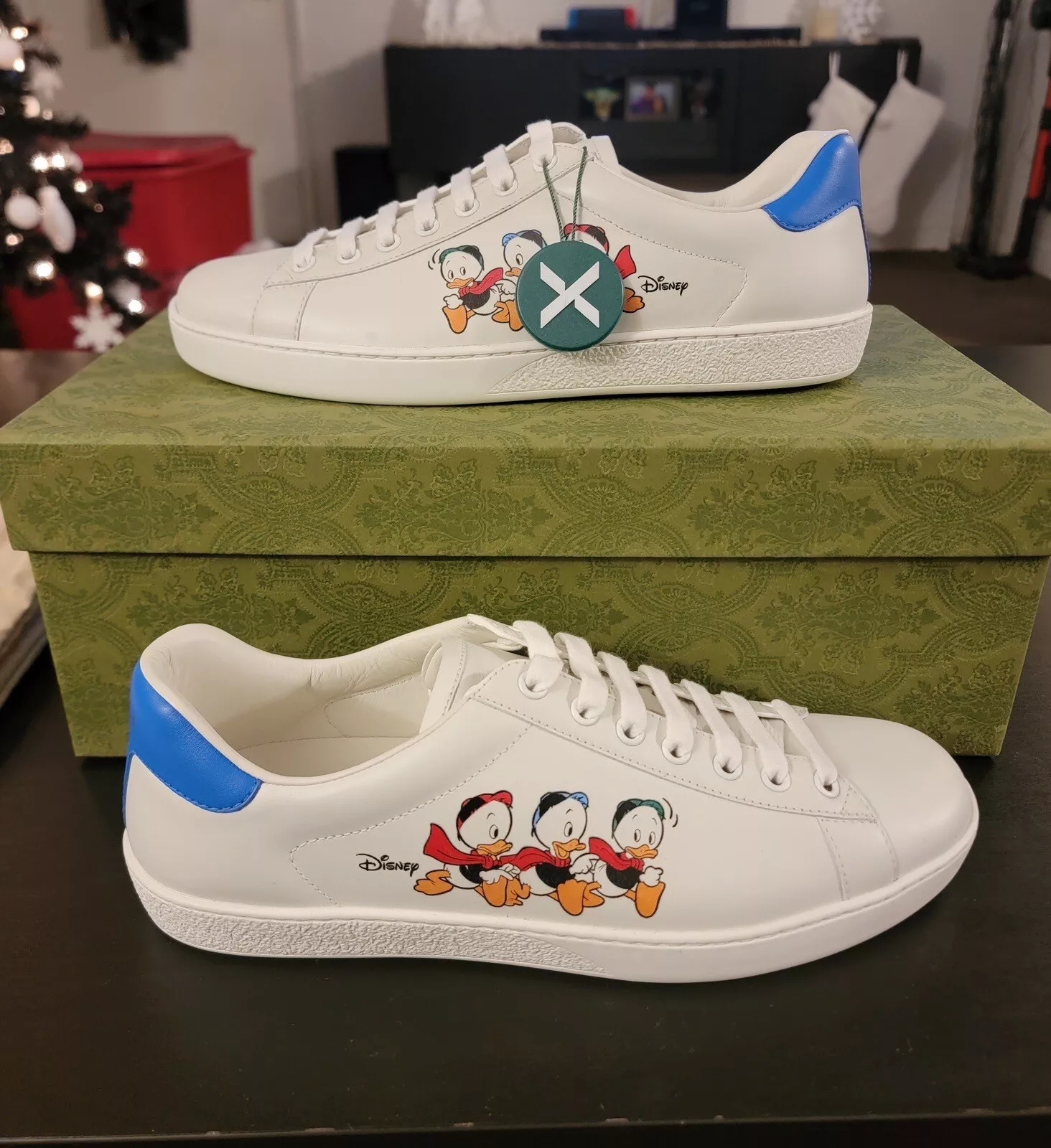 Baskets Gucci x Disney cuir blanc as   Huey Dewey Louie