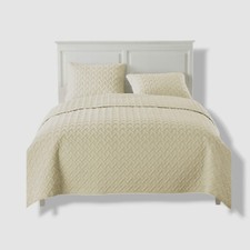 VCNY Home Ivory Nina Embossed Geometric 3-Piece Quilt Set Size King