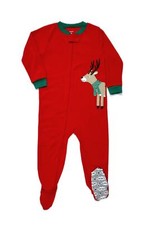 Carter's Boy's Green Scarfed Reindeer Fleece Footed Pajama Sleeper, Size 4