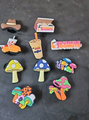 Jibbitz Shoe Charms LOT Of 10 Dunkin Donuts Psychedelic Mushrooms  Chik-fil-A 
