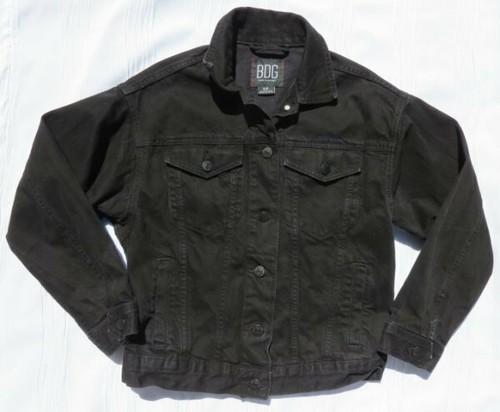 BDG Damen schwarz Baumwolle Denim klassische Trucker Jeans Jacke Oberteil US S Oversized - Bild 3 von 5