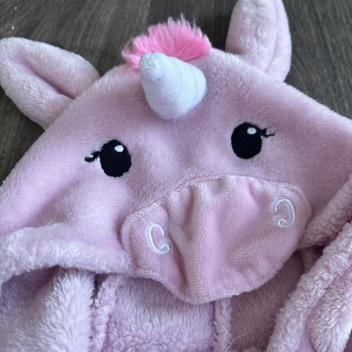 Baby’s Unicorn Soft Unicorn Hooded Pink Bathrobe, 0-9 Months - Picture 3 of 5