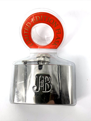 J & B Scotch Whiskey Limited Edition Stainless Steel Short Flask Rare New J&B