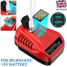 PD100W Adapter for Milwaukee 18V Batteries w/Type C+USB Fast Charging Ports UK