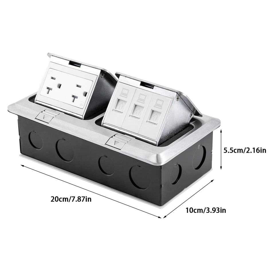 Floor Electrical Outlet Dual Pop Up Floor Outlet Box Multiple Sockets Ac 125v - Image 4 of 4