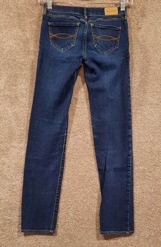 Abercrombie Kid's Girl's Pant's Solid Blue Fitted Cotton Pre-owned Jeans 12/25W - Picture 2 of 9