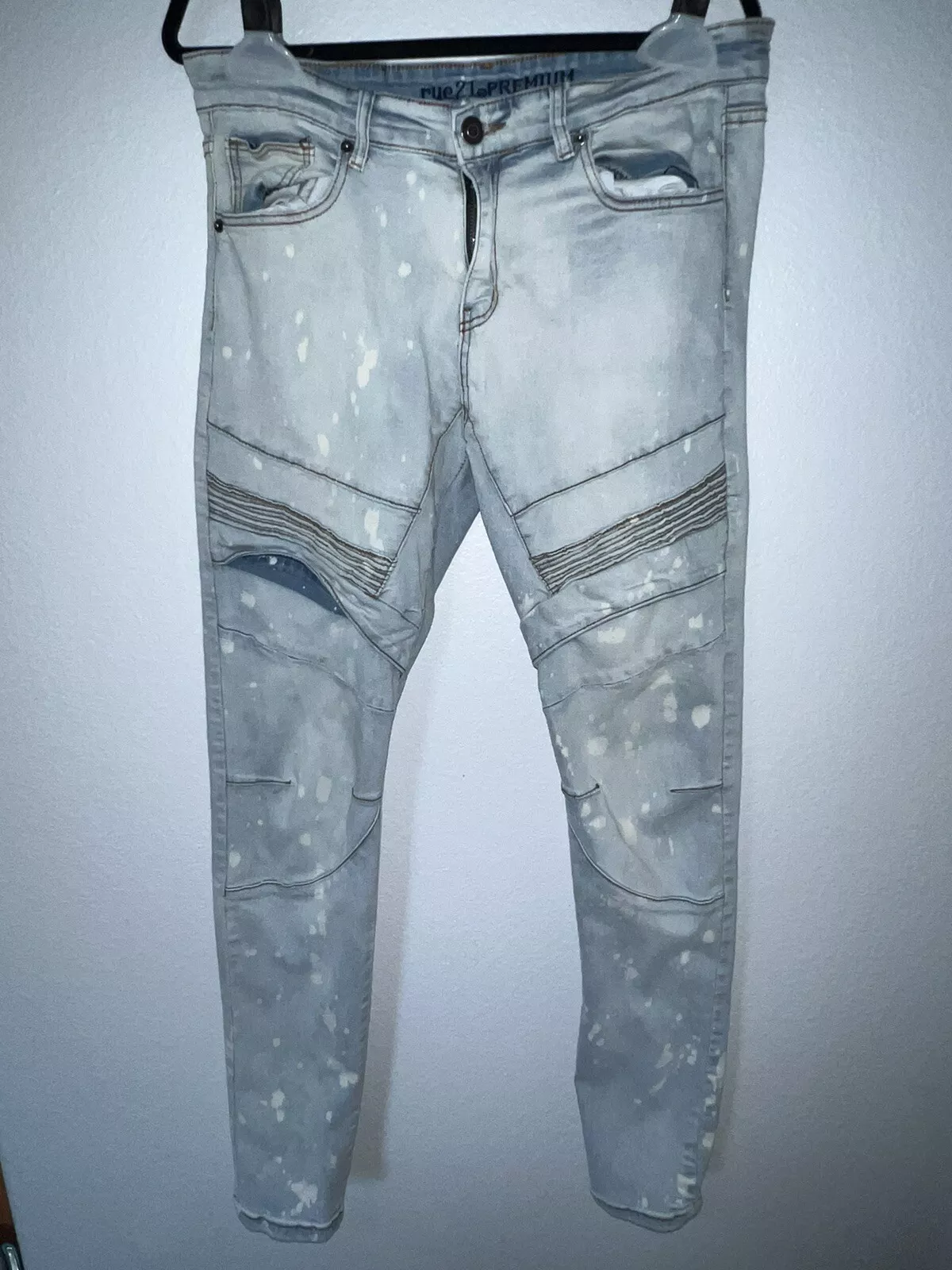 Rue 21 Premium Jeans homme motard en détresse stretch Supreme Flex taille 34/34