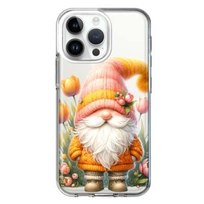 Mundaze Case for Apple iPhone 13 Pro Max Orange Pink Tulip Gnome