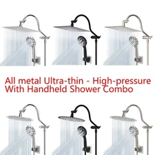 All Metal High Pressure  Shower Faucet Set Rainfall Shower Head Combo Kit System