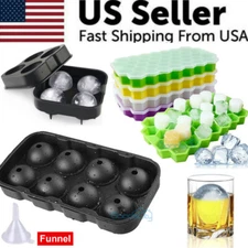 Large Silicone Ice Cube Ball Maker Tray Sphere Molds Bar Whiskey Cocktails