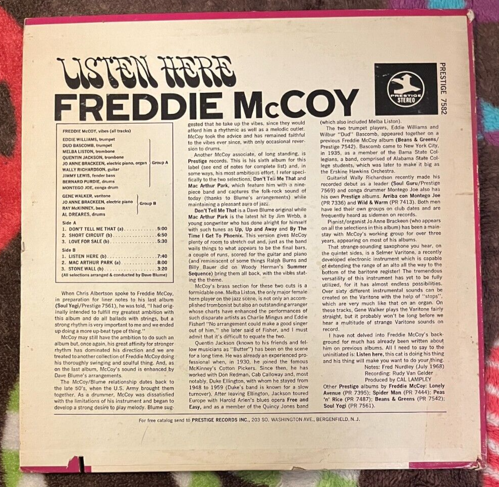 FREDDIE McCOY - Listen Here ~ PRESTIGE 7582 {orig} w/Montego Joe