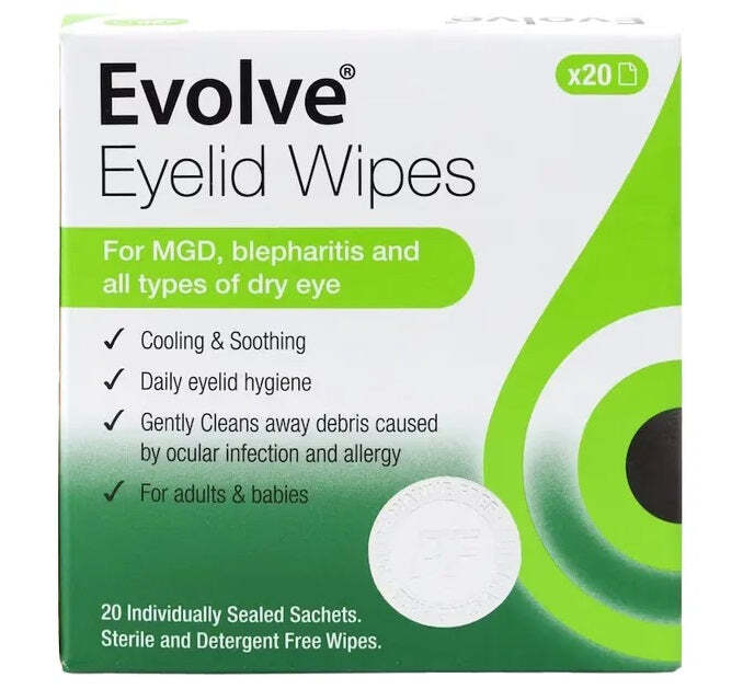 EVOLVE Eyelid Wipes x 20